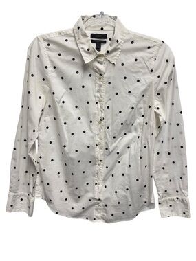 J. Crew Perfect Pure Cotton Knit Polka Dots Oxford Poplin Preppy Jules Shirt